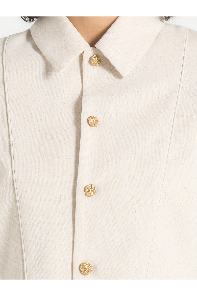 Florine Linen Pintuck Shirt, Alternate, color, Natural