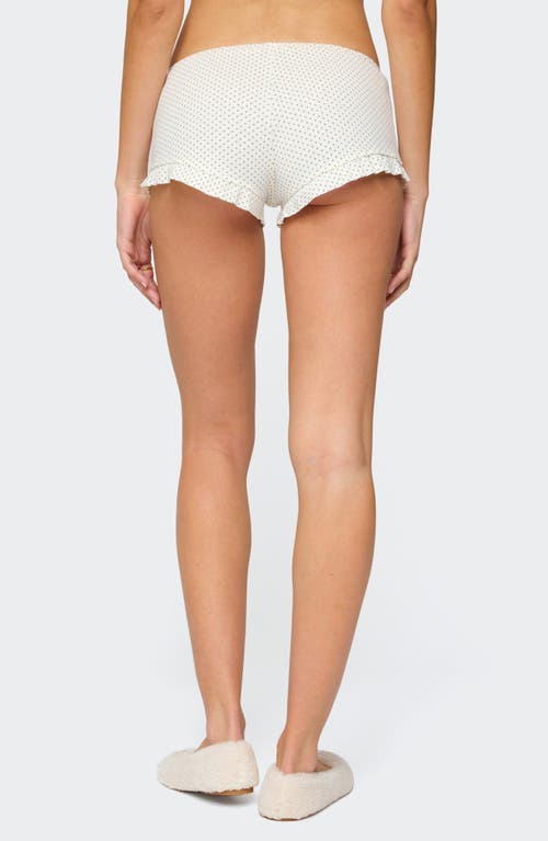 Edikted Avalon Dotted Ruffle Cotton Pointelle Microshorts