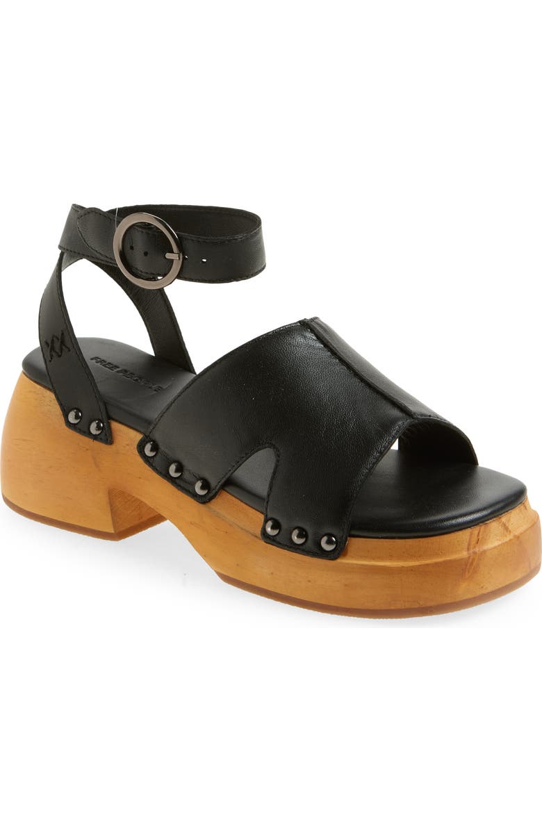 Free People Carson Leather Sandal, Main, color, Black Leather