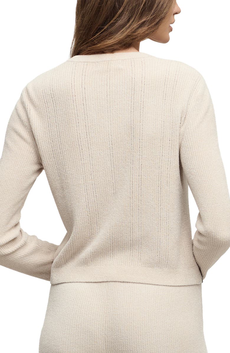 Barefoot Dreams<sup>®</sup> CozyChic<sup>®</sup> Ultra Lite<sup>®</sup> Ruffle Front Pointelle Rib Cardigan, Alternate, color, Stone