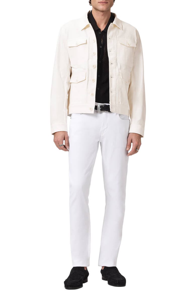 John Varvatos Briggs Textured Cotton Trucker Jacket, Alternate, color, Ivory