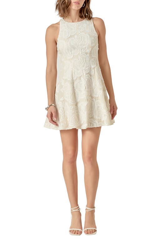 Shop Endless Rose Floral Embroidered Sleeveless Minidress In Cream