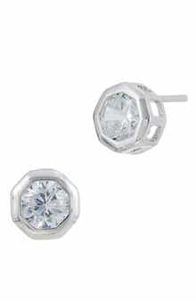 SAVVY CIE JEWELS CZ Octagonal Stud Earrings