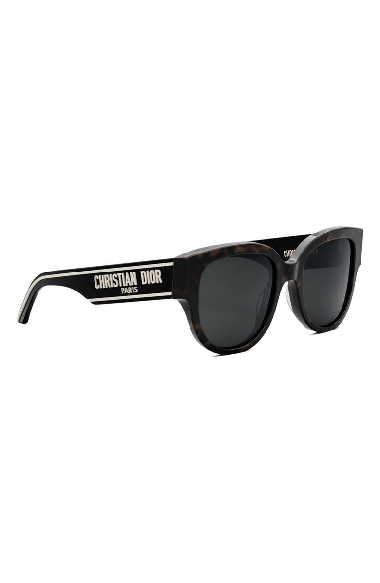 DIOR Wildior BU 54mm Polarized Cat Eye Sunglasses, Alternate, color, Dark Havana / Smoke Polarized