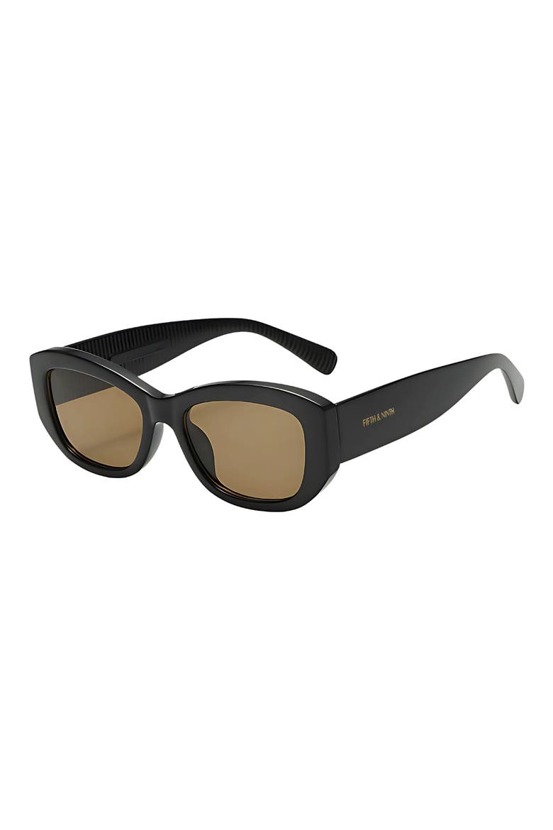 Simone 55mm Polarized Geometric Sunglasses, Alternate, color, BLACK / BROWN