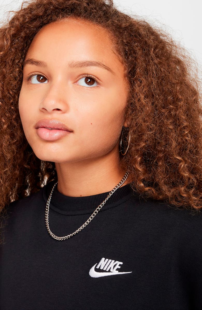 Nike Kids' Sportswear Club Fleece Crewneck Sweatshirt, Alternate, color, 010 Black/White