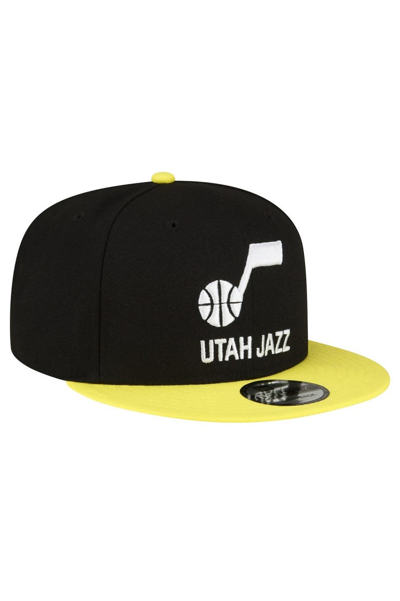 Men's New Era Black/Yellow Utah Jazz Official Team Color 2Tone 9FIFTY Snapback Hat, Alternate, color, Black