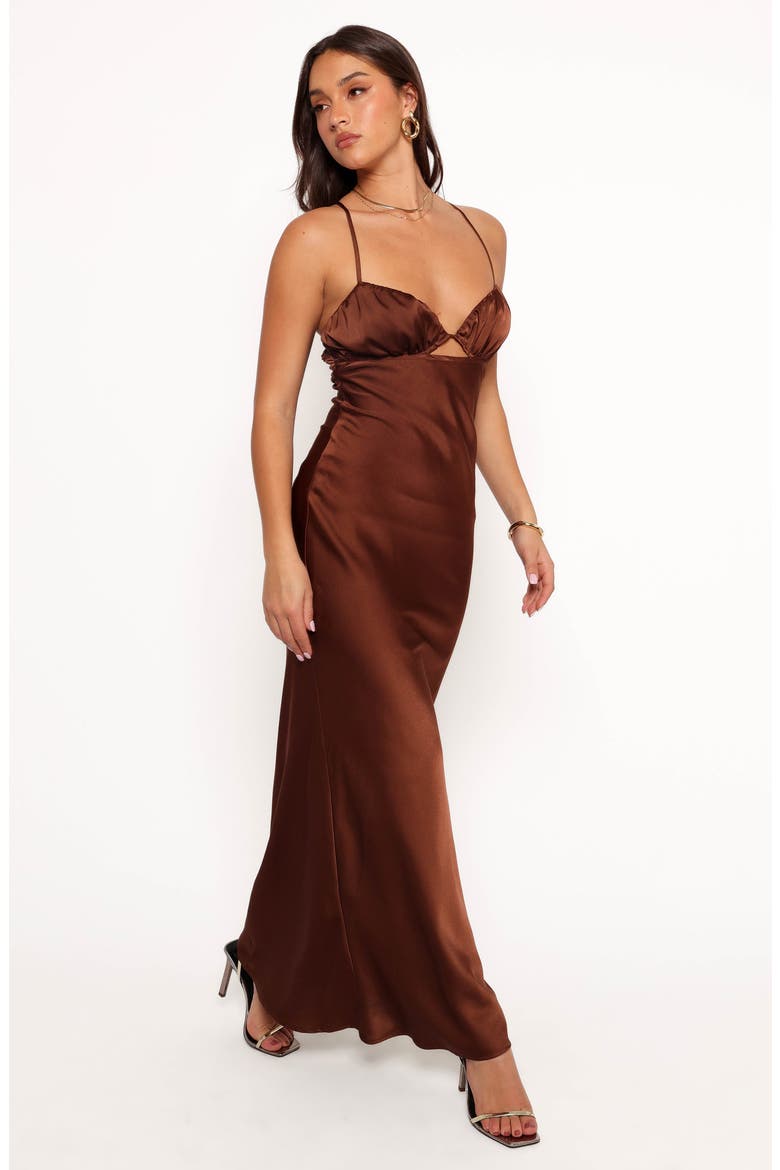 Amalia Satin Maxi Dress, Alternate, color, CHOCOLATE