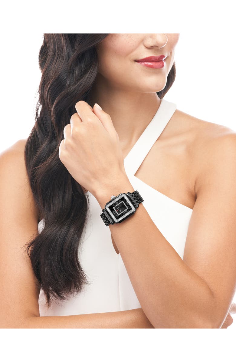 MICHELE Deco Noir Madison Ceramic Watch Head & Bracelet, 33mm, Alternate, color, 