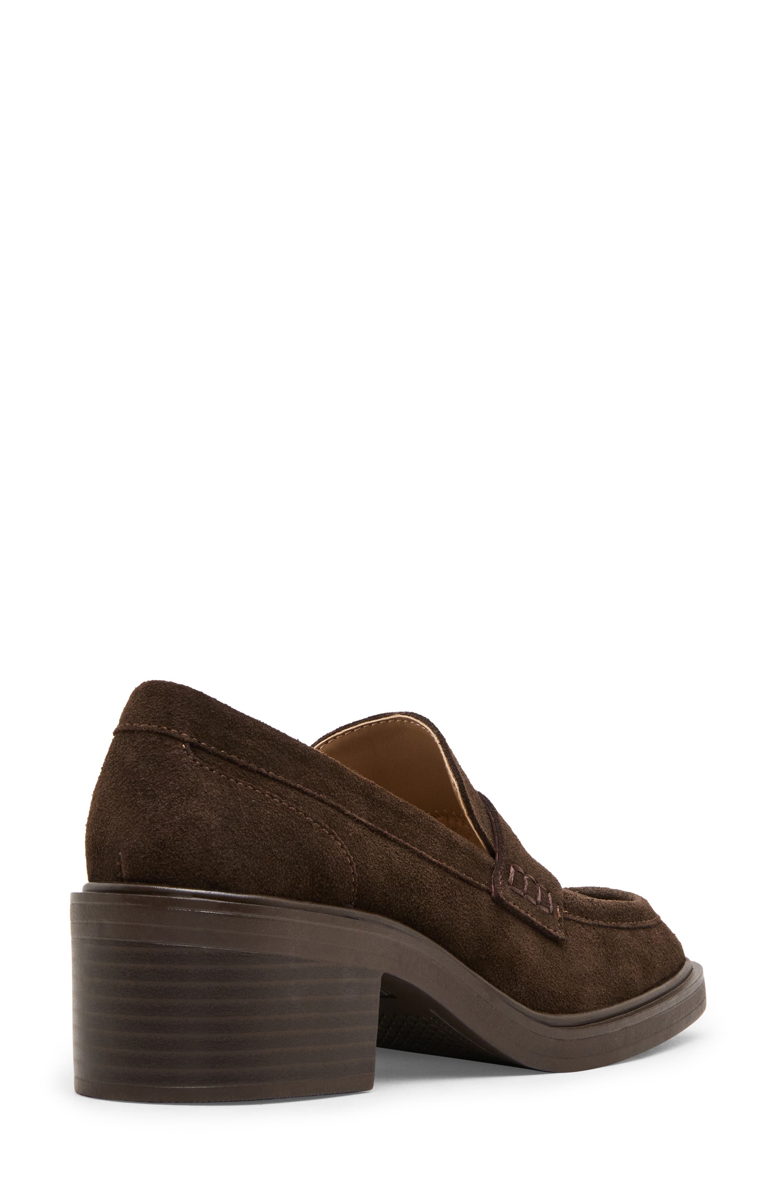 Brisa Waterproof Penny Loafer Pump, Alternate, color, CHOCOLATE SUEDE