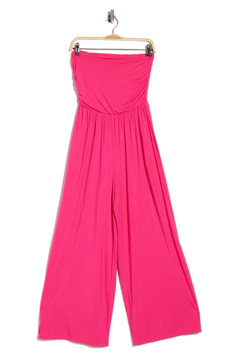Strapless Wide Leg Jumpsuit, Alternate, color, HOT PINK