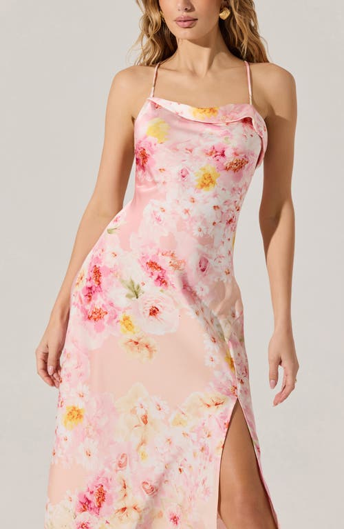 Astr The Label Cowl Neck Slipdress In Pink Multi Floral