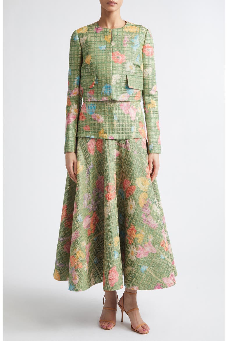 Floral Raffia Crop Blazer, Alternate, color, CACTUS MULTI