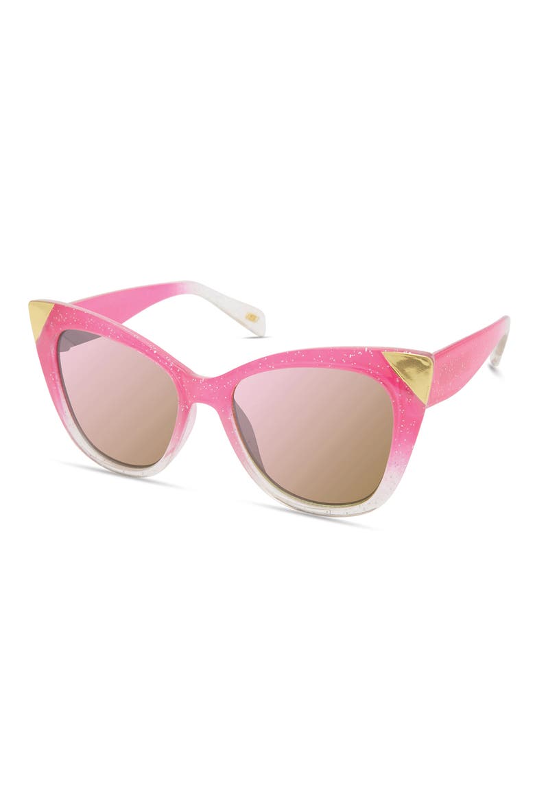 50mm Mirrored Small Cat Eye Sunglasses, Main, color, SHINY PINK / BORDEAUX MIRROR