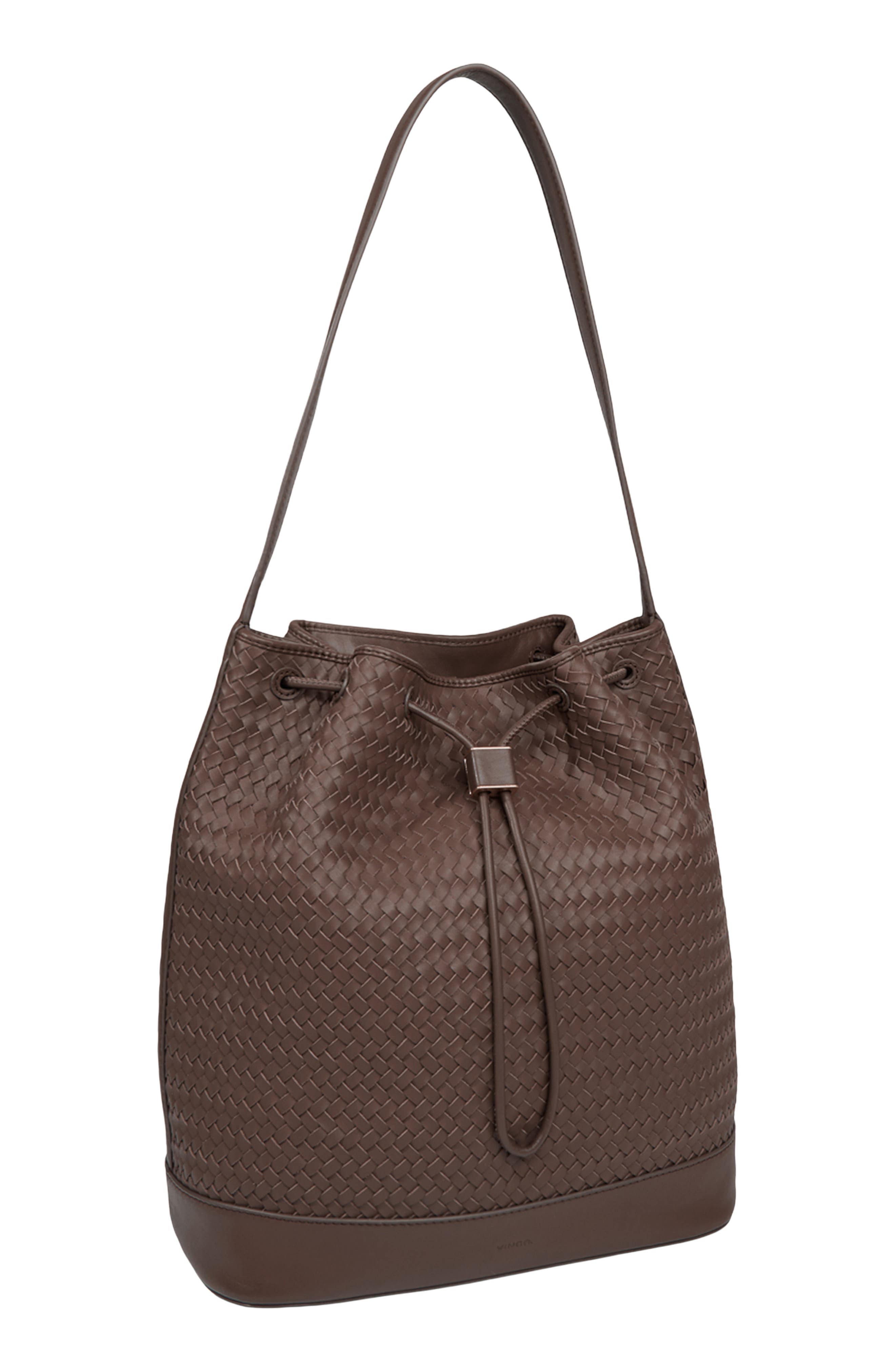 Sarai Woven Leather Bucket Bag, Alternate, color, DATE
