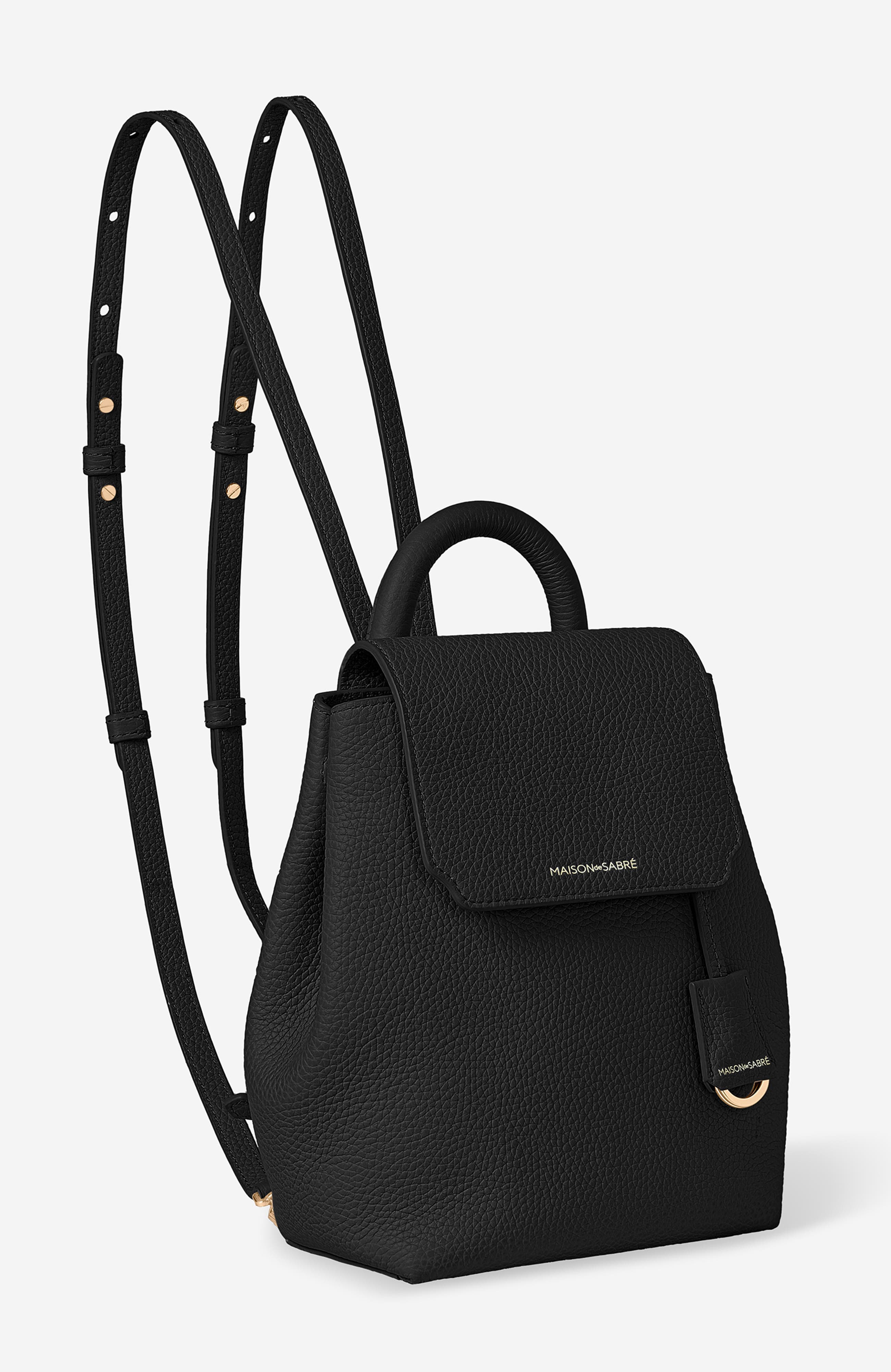 MAISON de SABRÉ Mini Soft Leather Backpack, Alternate, color, Black Caviar