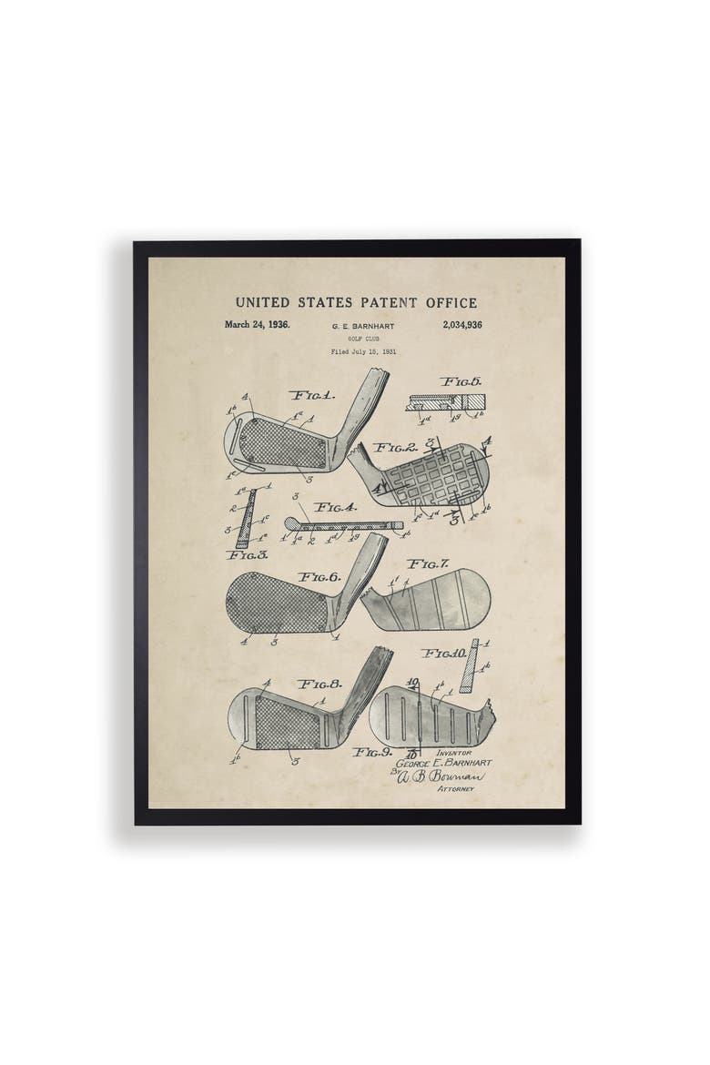 Golf Clubs Patent in Black Frame, Main, color, Multi
