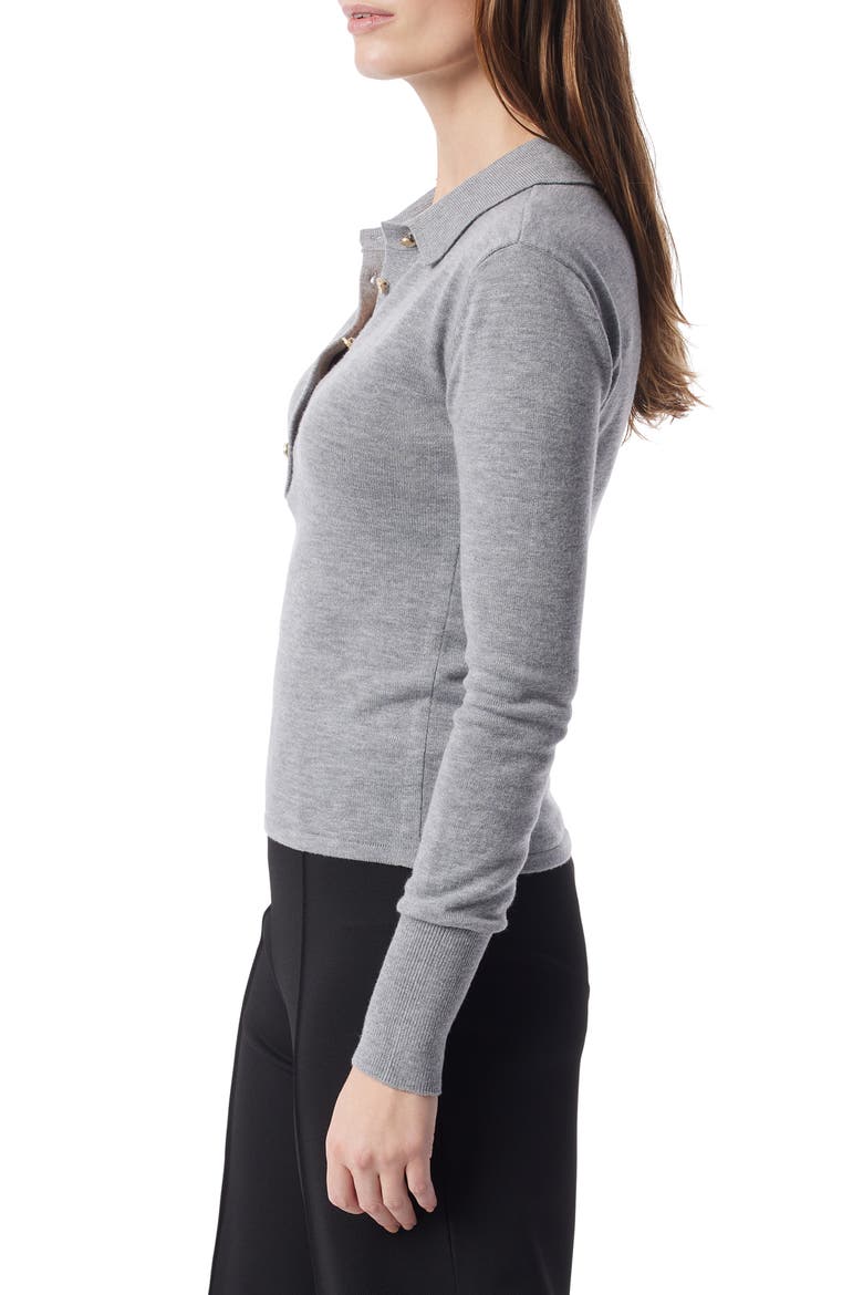 Sinead Polo Sweater, Alternate, color, HEATHER GRAY