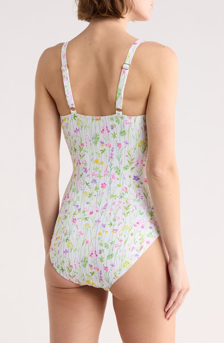 Betsey Johnson Twist Front One-Piece Swimsuit, Alternate, color, Blossom