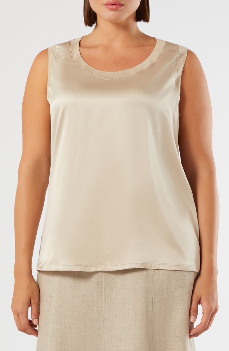 Marina Rinaldi Sdonnola Satin & Jersey Shell, Main, color, Sand