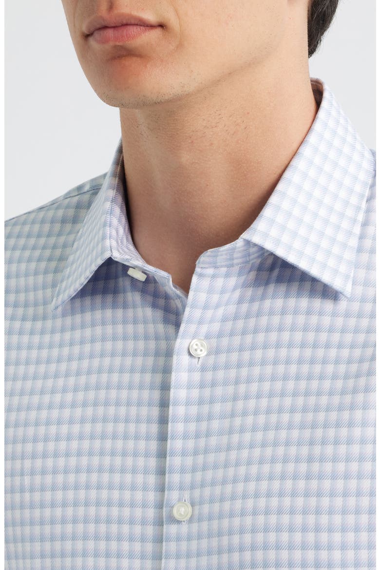 Traditional Fit Check Premium Non-Iron Cotton Dress Shirt, Alternate, color, BLUE- WHITE CHECK