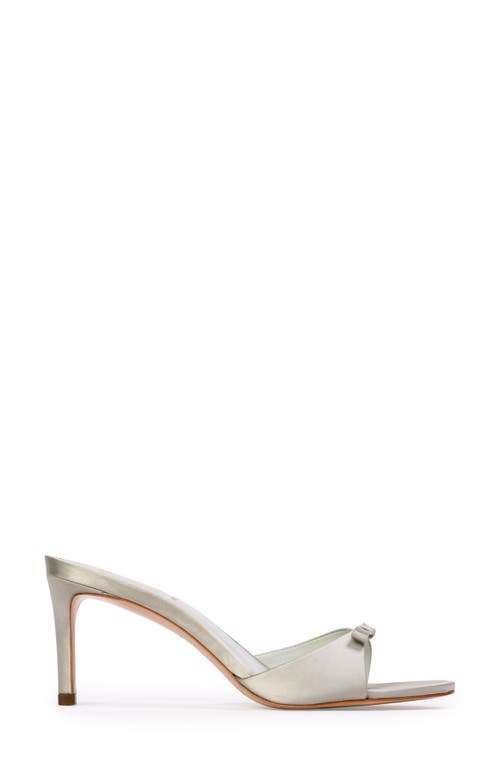Black Suede Studio Satin Bow Stiletto Mule Sandals In Mint Satin