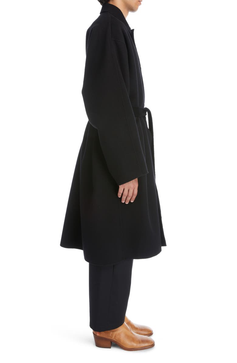 Acne Studios Belted Double Face Wool Coat, Alternate, color, Black