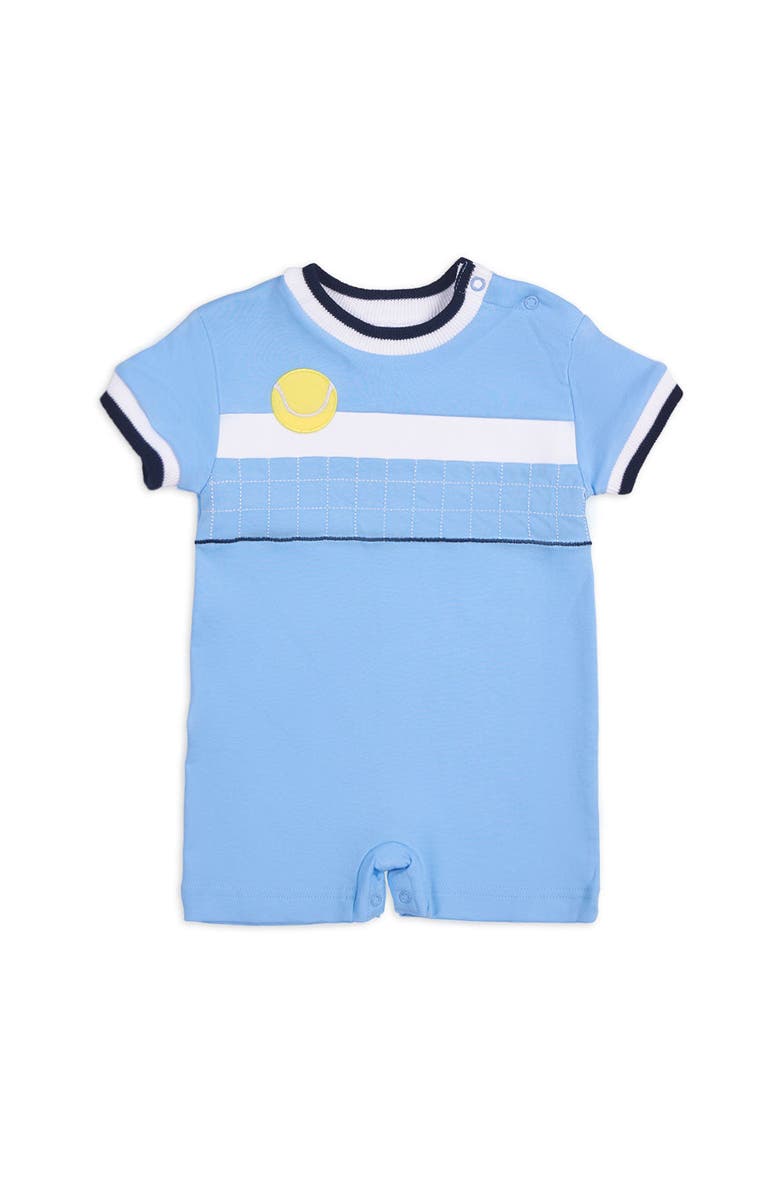 Florence Eiseman Knit Shortall With Tennis Ball, Main, color, Light Blue