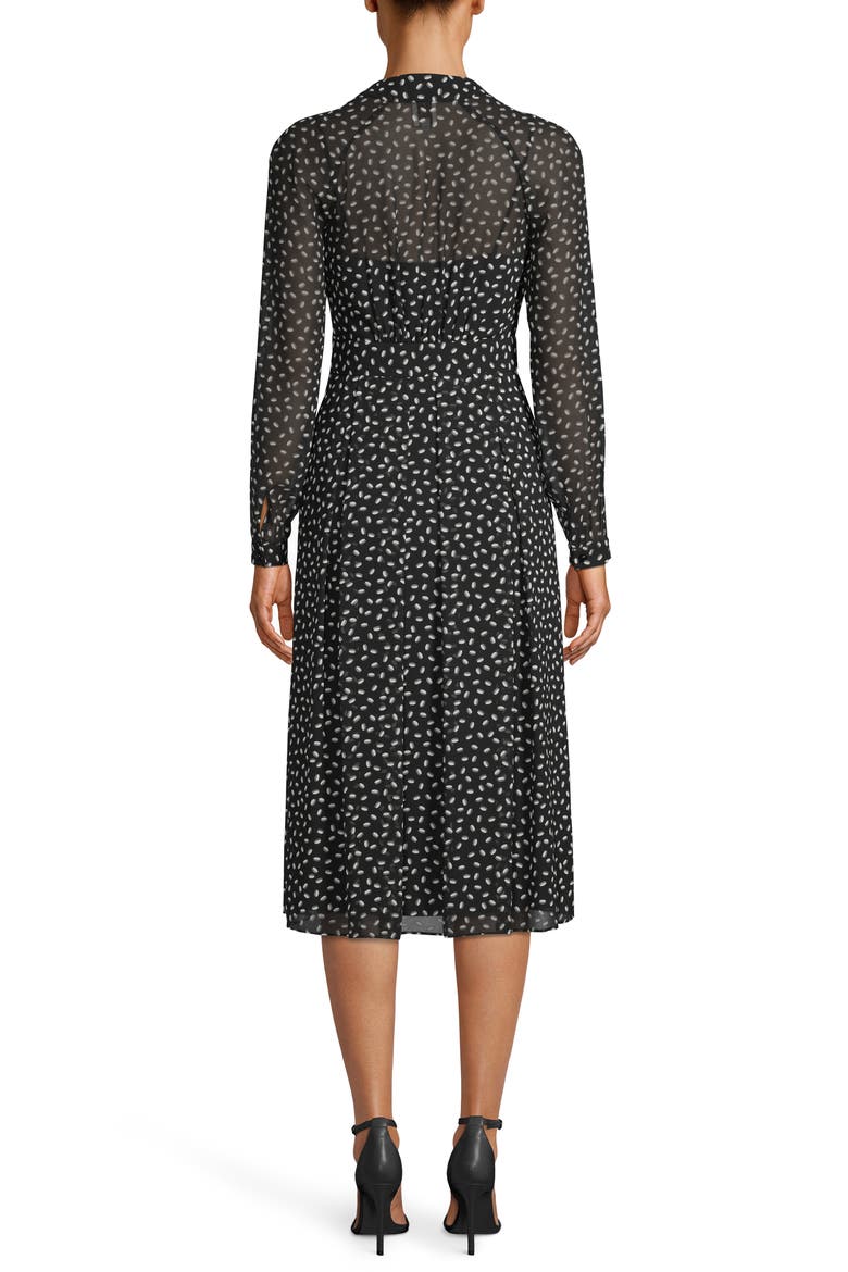 Scatter Print V-Neck Long Sleeve Midi Dress, Alternate, color, ANNE BLACK/ ANNE WHITE