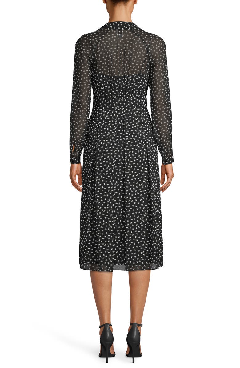 Anne Klein Scatter Print V-Neck Long Sleeve Midi Dress, Alternate, color, 