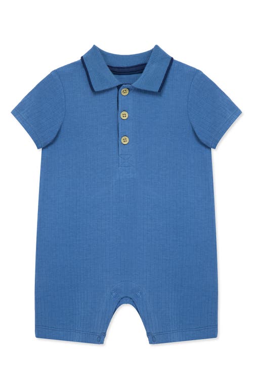 Shop Little Me Rib Polo Romper In Blue