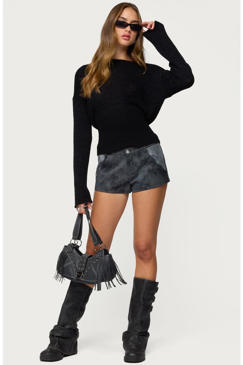 Tezi Boat Neck Crop Sweater, Alternate, color, BLACK