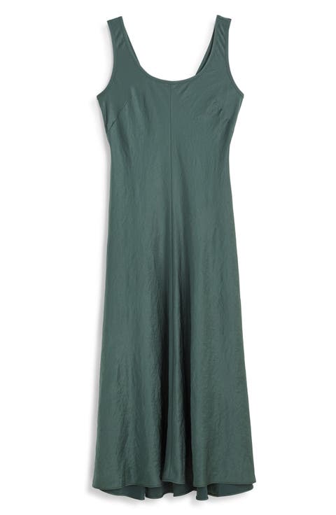 Scoop Neck Satin Maxi Tank Dress