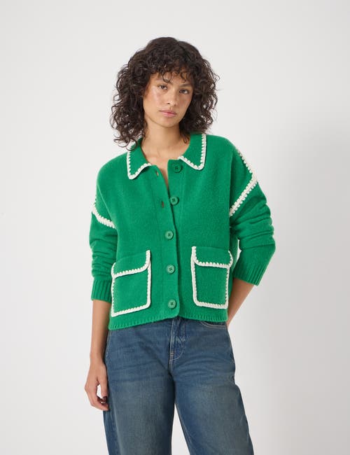 Hush Wool Blend Whipstitch Trim Shirt Jacket In Green