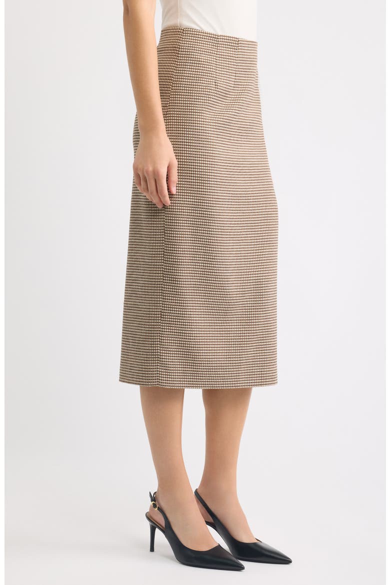 Houndstooth Midi Skirt, Alternate, color, NATURAL CLAY MULTI