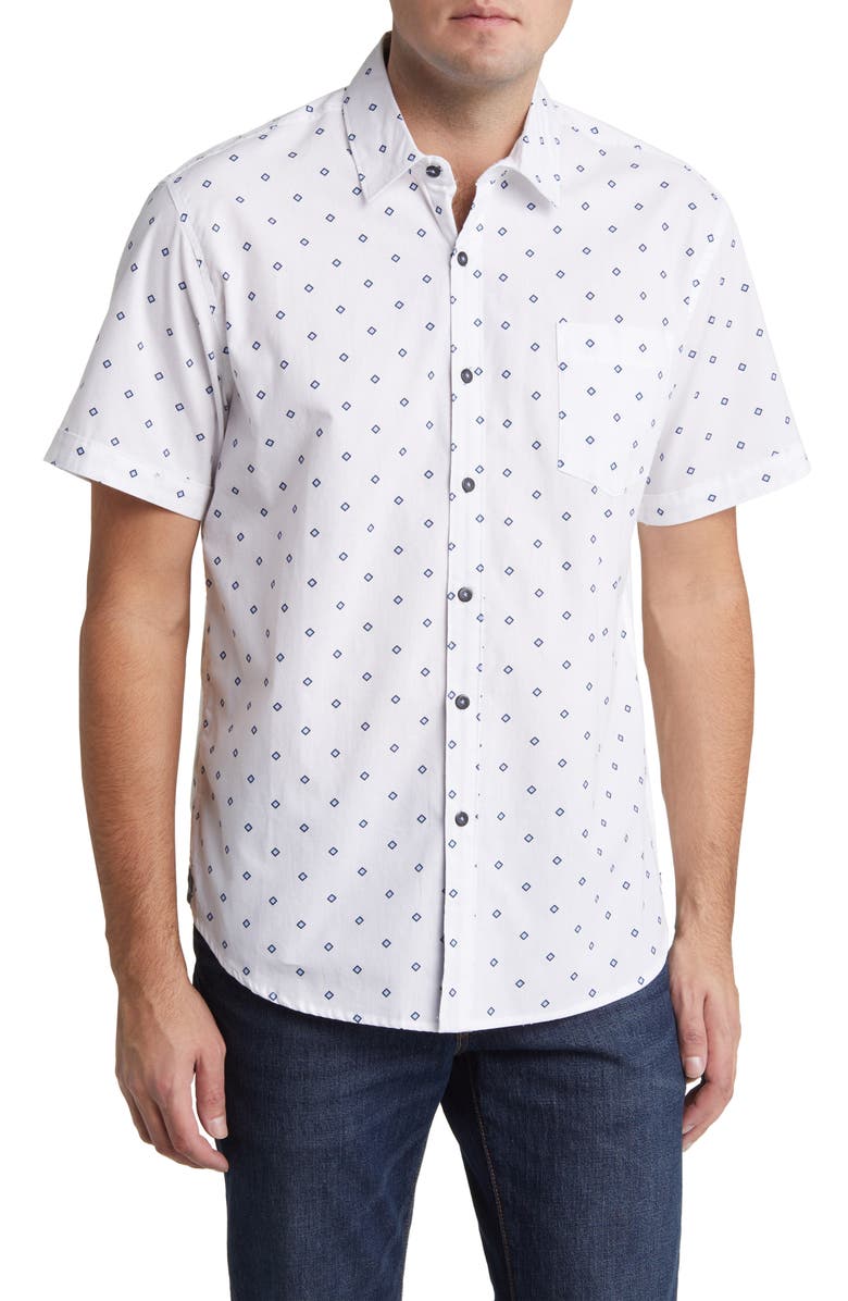 NICKEL AND IRON Diamond Print Short Sleeve Shirt, Main, color, 