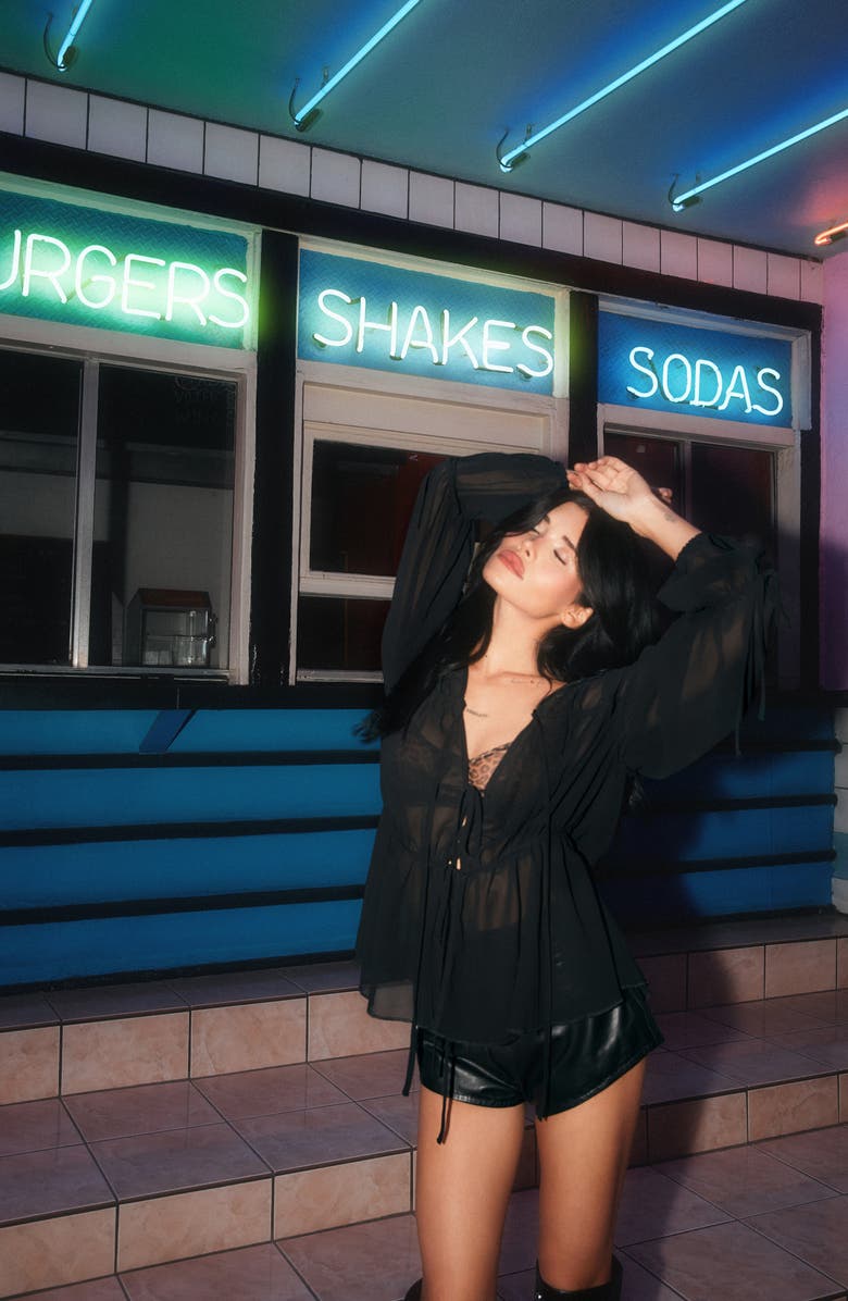 NASTY GAL Tie Chiffon Top, Alternate, color,