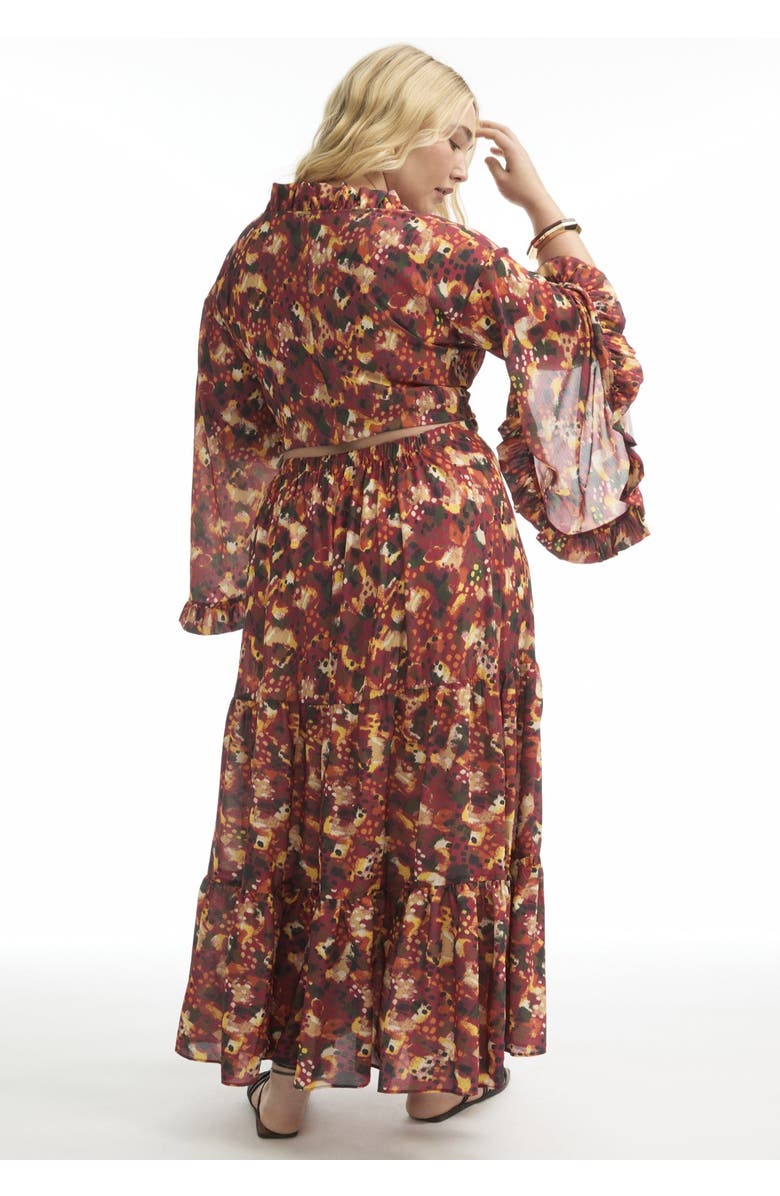 June + Vie Tiered Printed Maxi Skirt, Alternate, color, Dotted