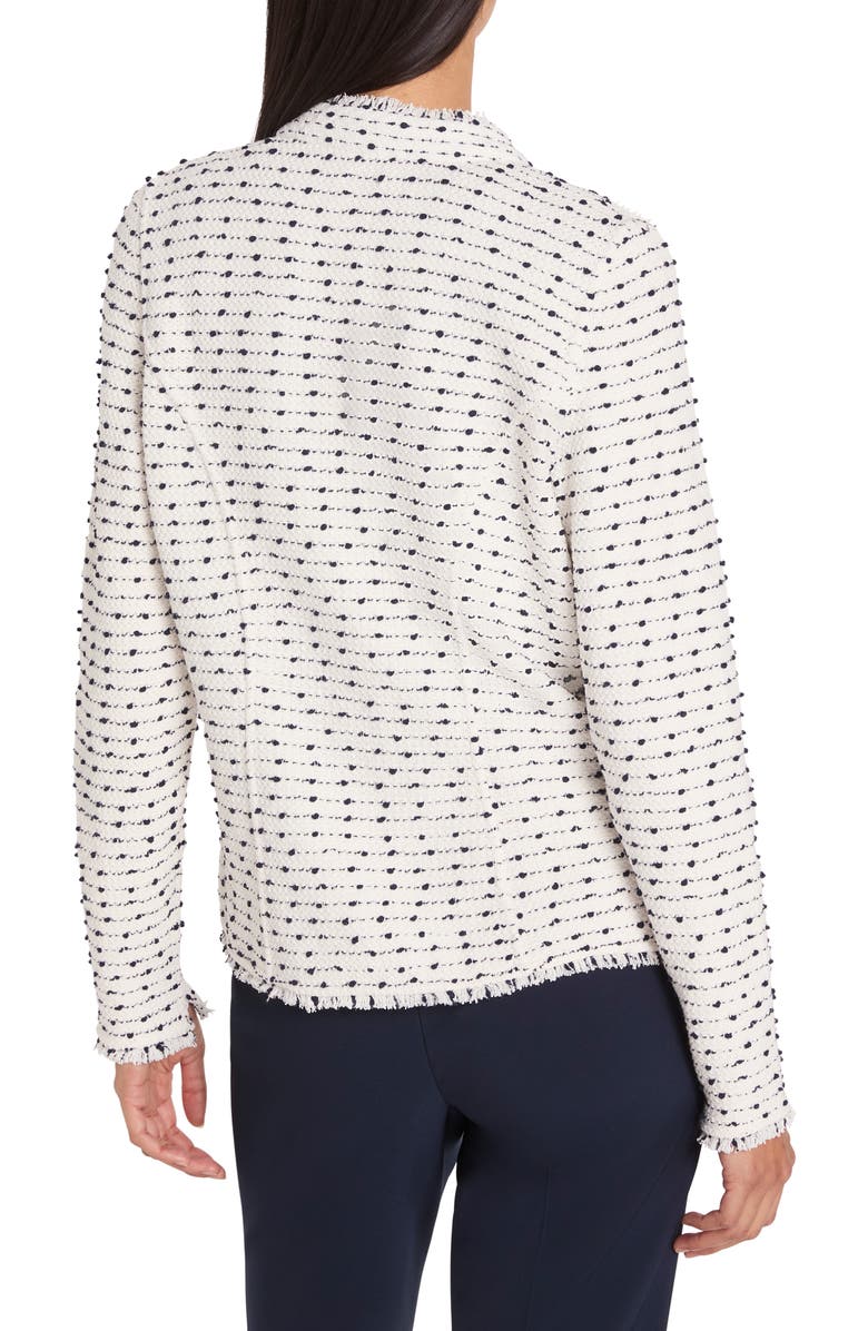 NIC+ZOE Military Weave Fringe Knit Jacket, Alternate, color, Cream Multi