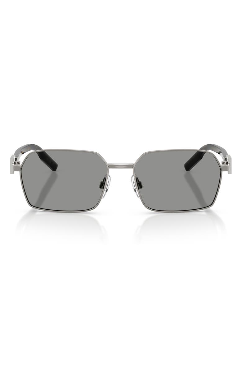 Dolce&Gabbana 56mm Rectangular Sunglasses, Main, color, Gunmetal
