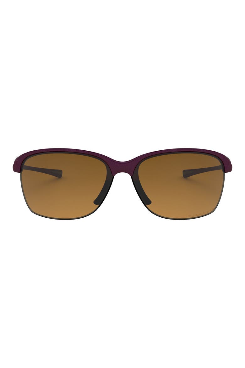 Unstoppable 65mm Gradient Polarized Oversize Rectangular Sunglasses, Main, color, RASPBERRY/ BROWN P