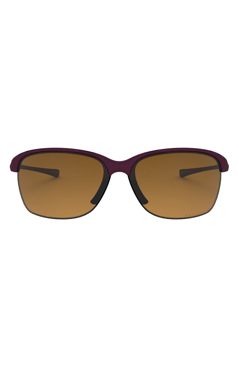 Oakley Unstoppable 65mm Gradient Polarized Oversize Rectangular Sunglasses, Main, color, Raspberry/ Brown P