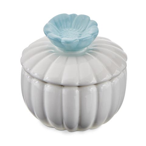 Scallop Flower Lidded Trinket Box White Multi Earthenware Everyday