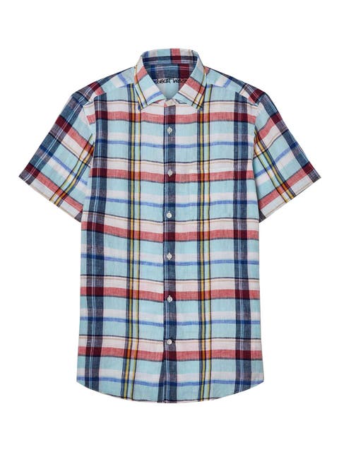 Morgan Plaid Linen Short Sleeve Shirt