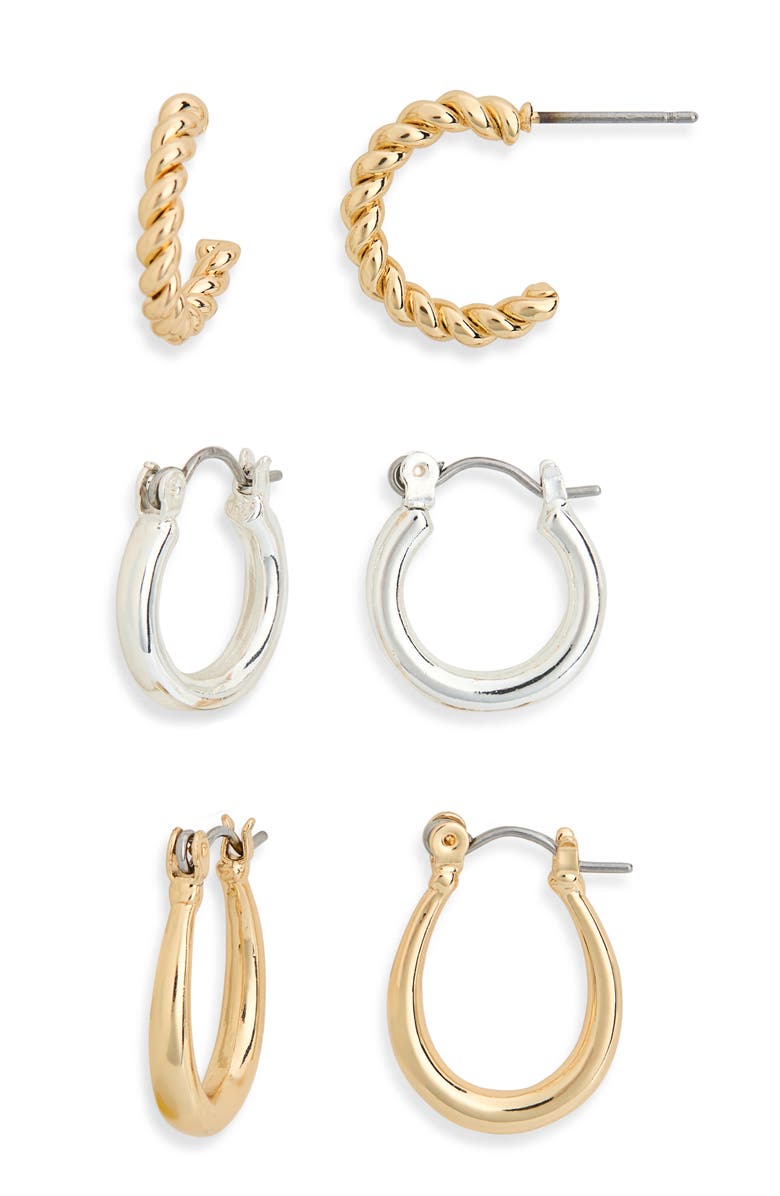 Panacea 3-Pack Hoop Earrings, Main, color, Two Tone