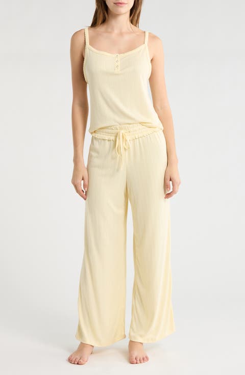Henley Camisole & Flare Leg Pants Pajamas