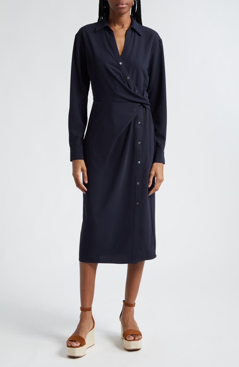 Veronica Beard Wright Long Sleeve Dress, Main, color, Navy
