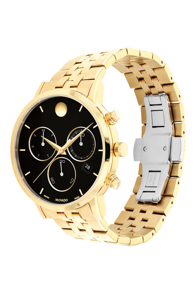 Museum Classic Chronograph Bracelet Watch, 42mm, Alternate, color, BLACK