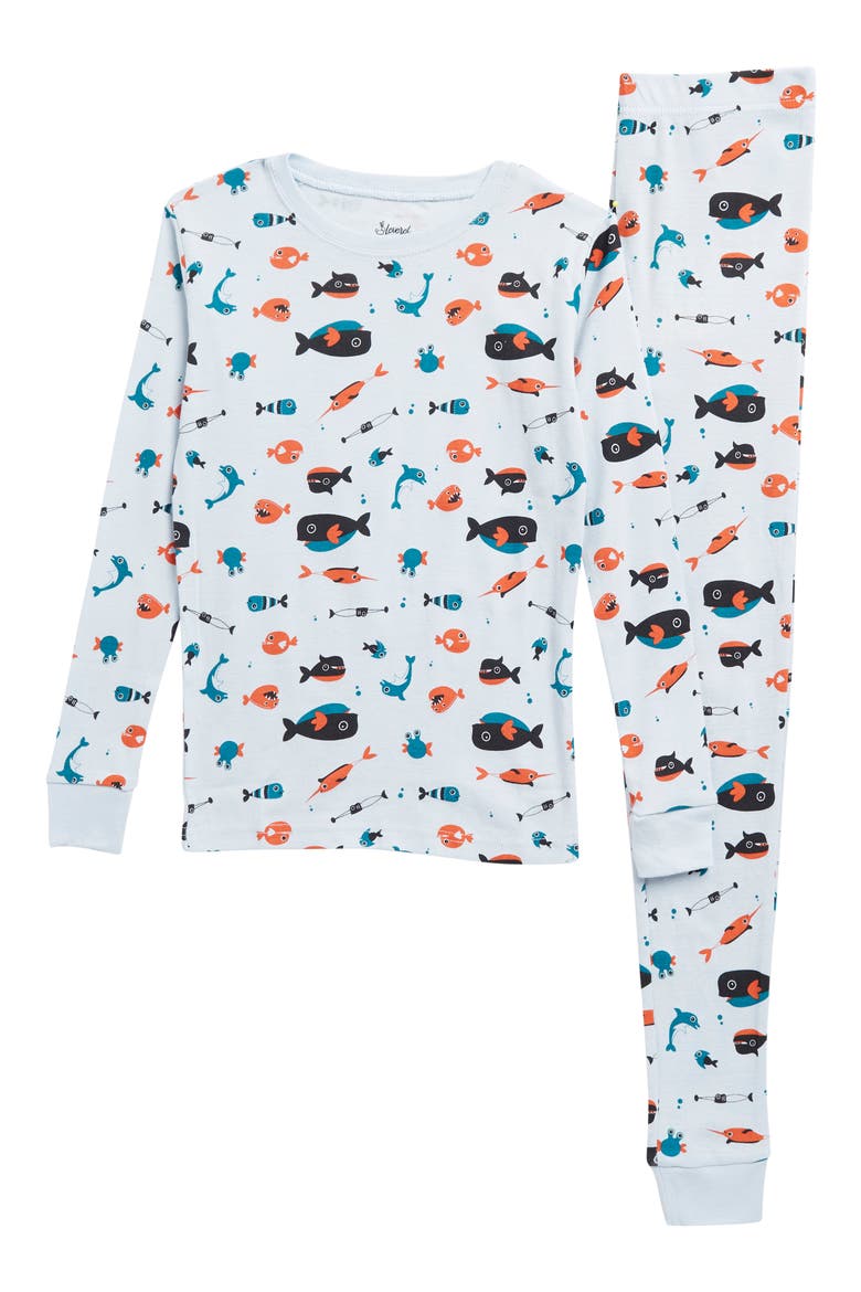 Cotton Two-Piece Printed Pajamas, Animals & Characters, Main, color, WHITE