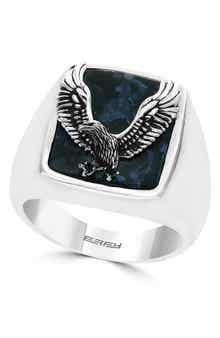 EFFY Sterling Silver Pietersite Eagle Signet Ring - Size 10